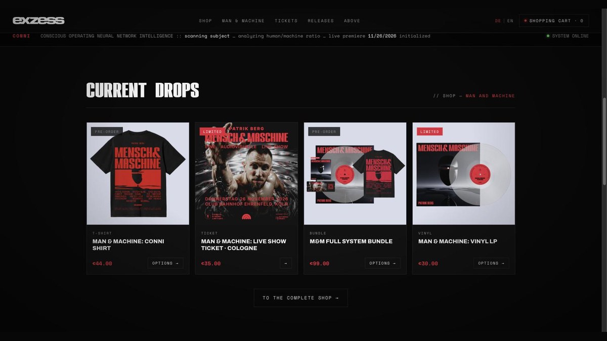 Exzess Records store, Mensch und Maschine drops