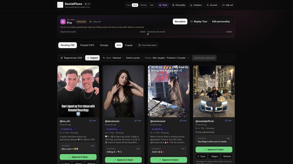 SocialFluxx — AI engagement system